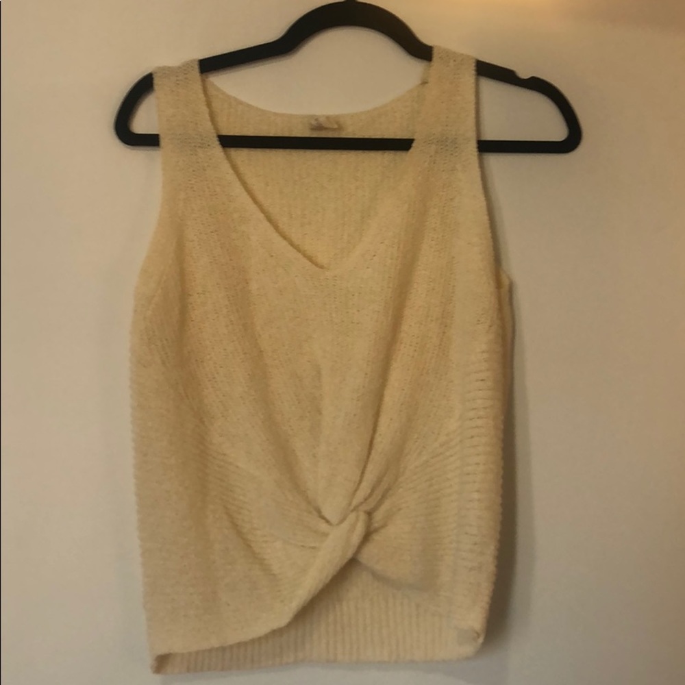 Cropped White Sweater Tank, S